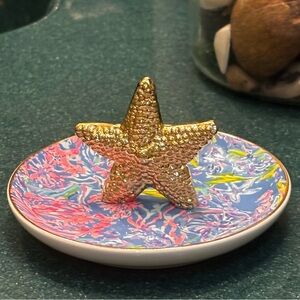 Lilly Pulitzer Gold Starfish on Multicolor Dish